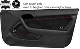 RED  STITCH 2X DOOR CARD+POCKET TRIM SUEDE COVERS FITS HONDA INTEGRA DC5 02-06