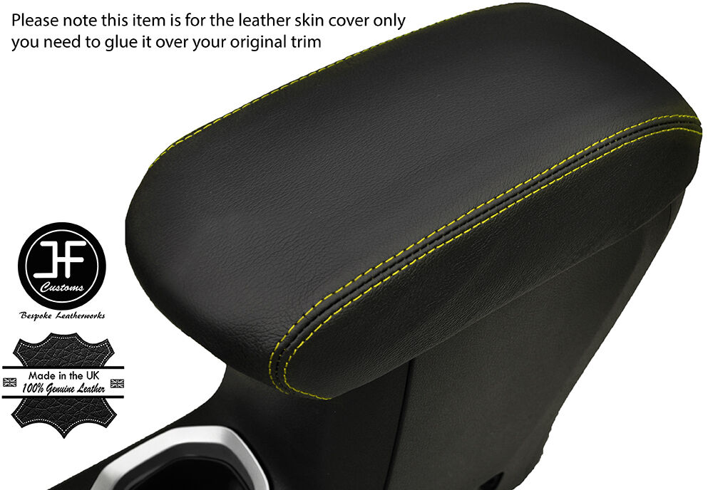YELLOW STITCHING ARMREST LID LEATHER COVER FITS JEEP RENEGADE 2014-2017