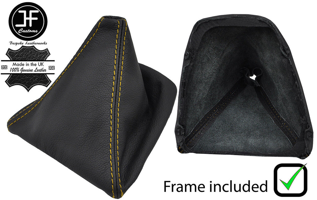 YELLOW STITCH LEATHER GEAR GAITER + PLASTIC FRAME FOR BMW E90 E91 E92 E93 06-13