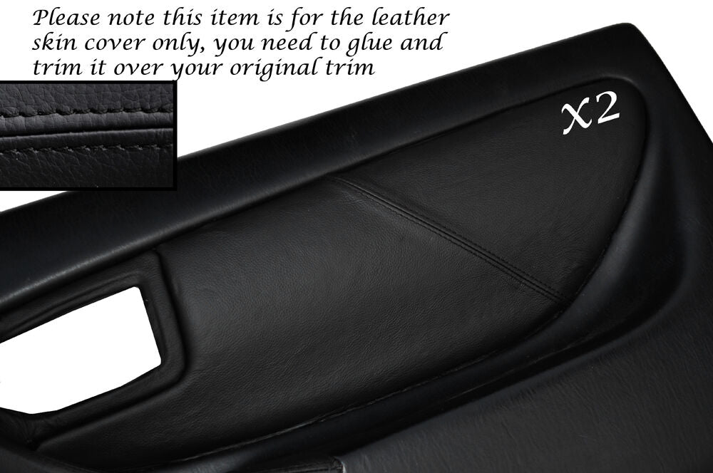 BLACK STITCH 2X FRONT DOOR CARDS LEATHER COVERS FITS TOYOTA CELICA MK6 94-98