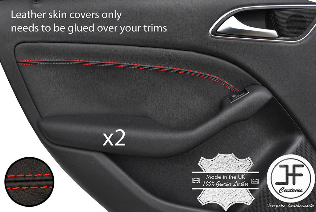 RED STITCH 2X REAR DOOR CARD LEATHER COVERS FITS MERCEDES B CLASS W246 12-17