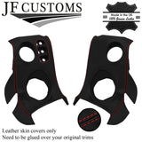 RED STITCH LEATHER 2X SPEAKER VENT DASH SILL COVERS FOR LOTUS ELISE S2 01-06