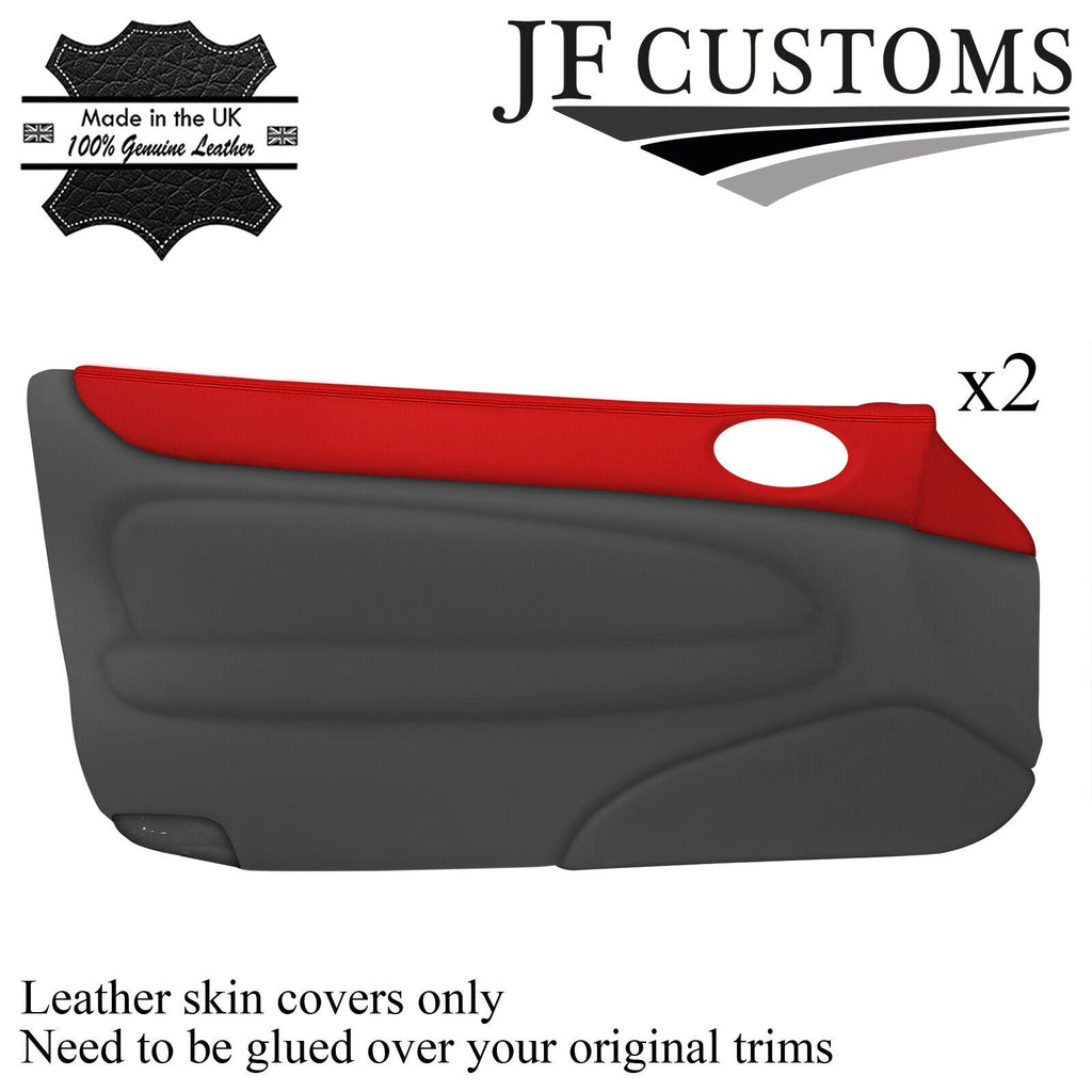 RED LEATHER 2X TOP DOOR TRIM COVERS FOR JAGUAR XK8 X100 COUPE 96-04 CUSTOM NEW