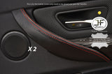 RED STITCHING 2X REAR DOOR HANDLE TRIM LEATHER COVERS FITS BMW F30 2012-2017
