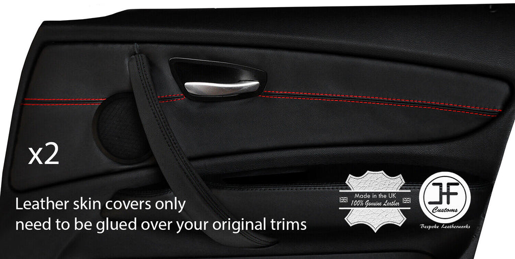 RED STITCH 2X FRONT DOOR CARD TRIM LEATHER COVERS FITS BMW 1 SERIES E87 04-12