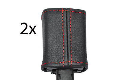 red stitch FITS SEAT LEON MK2 2005-2011 2X FRONT SEAT BELT STALK LEATHER COVERS