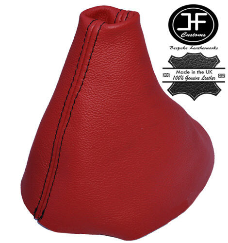 D RED LEATHER FITS AUDI TT MK2 2006-2013 GEAR GAITER CUSTOM MADE BLACK STITCH