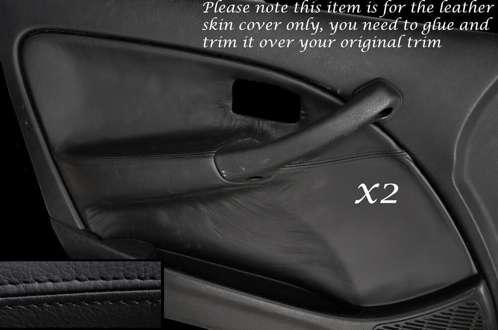 BLACK STITCH 2X FRONT DOOR CARD TRIM SKIN COVERS FITS HONDA CIVIC MK5 95-00 5DR