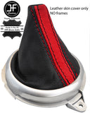 BLACK & RED STRIPE TOP GRAIN LEATHER MANUAL GEAR GAITER FITS HONDA JAZZ 02-08