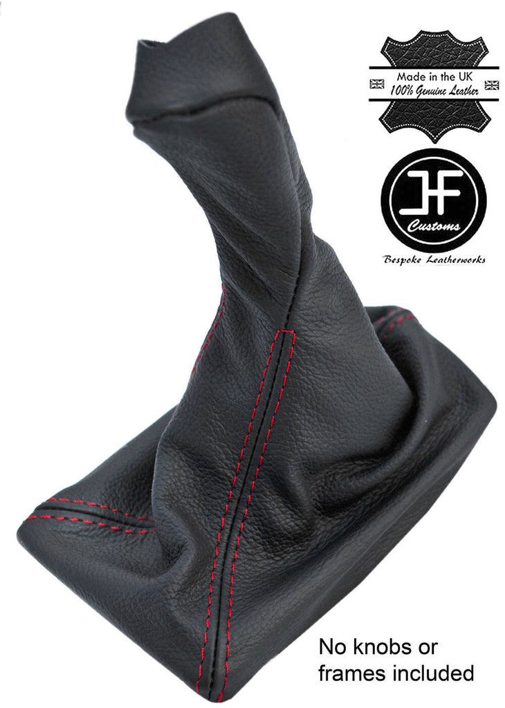 RED STITCH 5 SPEED CHARCOAL GREY LEATHER GEAR GAITER FOR MERCEDES CLK W208