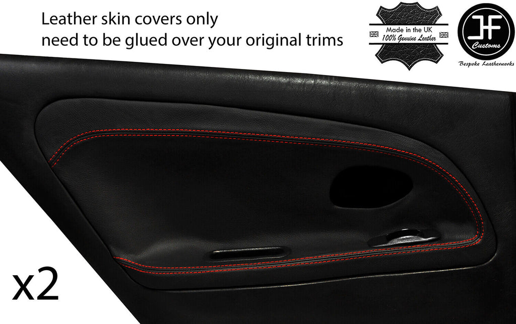 RED STITCH 2X REAR DOOR CARD TRIM COVERS FOR MITSUBISHI EVO 4 5 6 STYLE 2