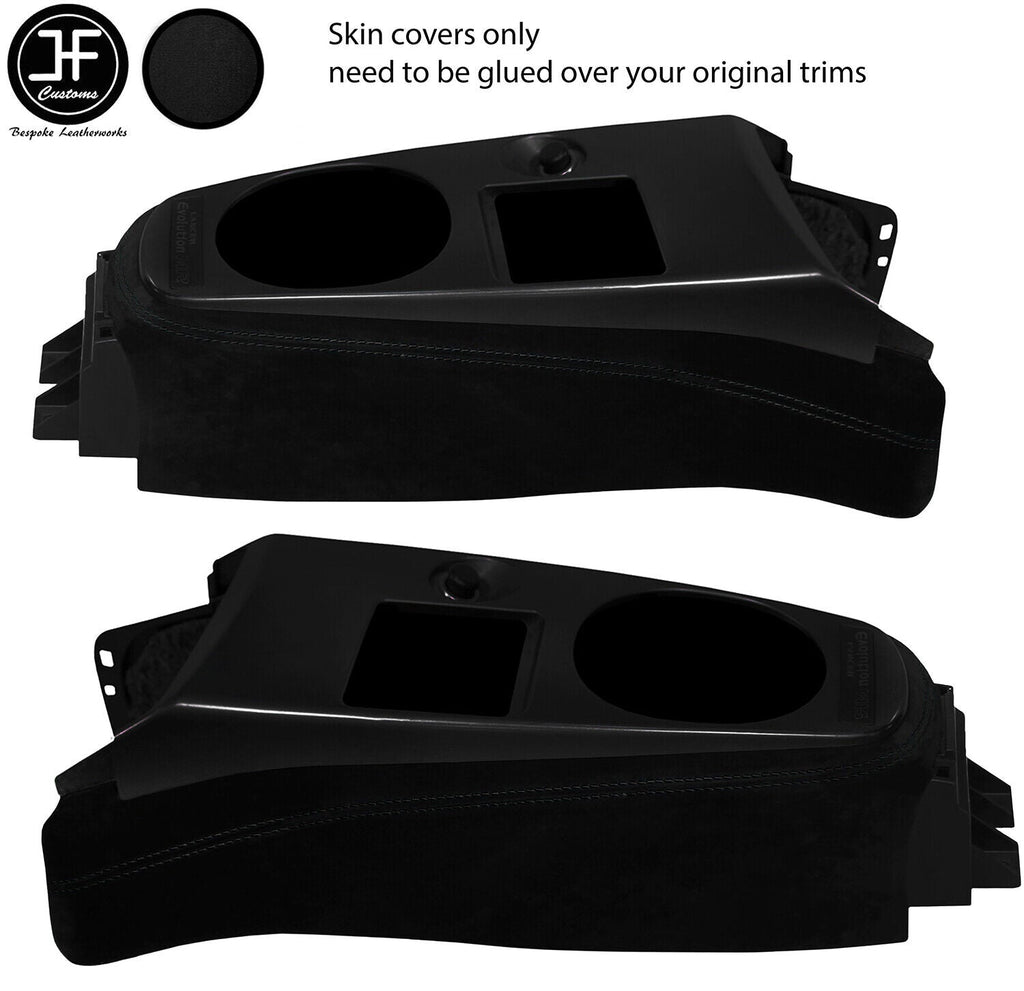 BLACK STITCH CONSOLE TRIM LUXE SUEDE COVER FOR MITSUBISHI LANCER EVO 7 8 9