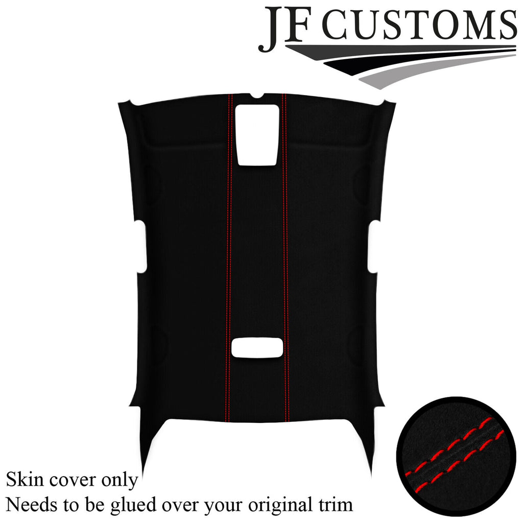 RED STITCH LUXE-SUEDE ROOF LINING HEADLINER COVER FOR VW JETTA MK5 05-19 5DR