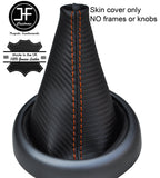 ORANGE STITCH CARBON FIBER VINYL GEAR GAITER FITS BMW MINI R50 R52 R53 2001-2006
