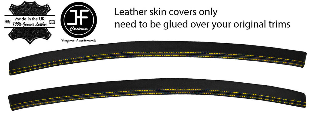 YELLOW STITCH 2X FRONT DOOR TRIM LEATHER COVERS FOR BMW 3 E90 SALOON 06-13