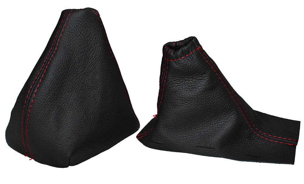 RED STITCHING LEATHER GEAR & HANDBRAKE GAITER FITS VOLVO C70 1997-2005