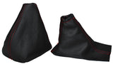 RED STITCHING LEATHER GEAR & HANDBRAKE GAITER FITS VOLVO C70 1997-2005