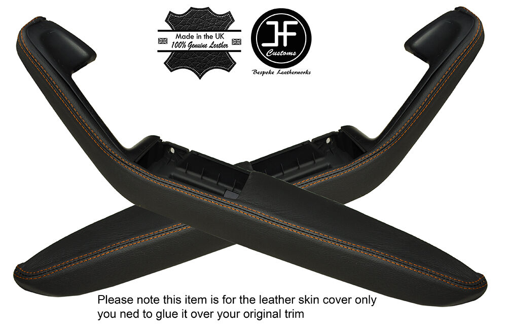 ORANGE STICH 2X DOOR HANDLE ARMREST COVERS FITS AUDI A4 CABRIO CONVERTIBLE 02-09