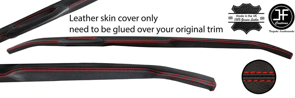 RED STITCH TOP DASHBOARD RAIL LEATHER COVER FOR VW T2 TYPE 2 CAMPER VAN 1976+