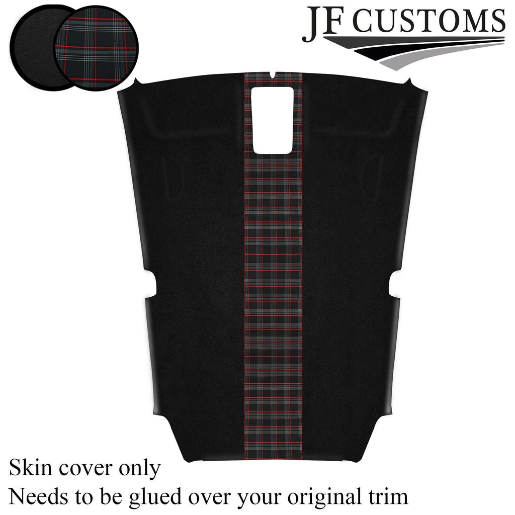 RED STITCH TARTAN BLACK SUEDE HEADLINER COVER FOR VW SCIROCCO 08-14 CUSTOM NEW