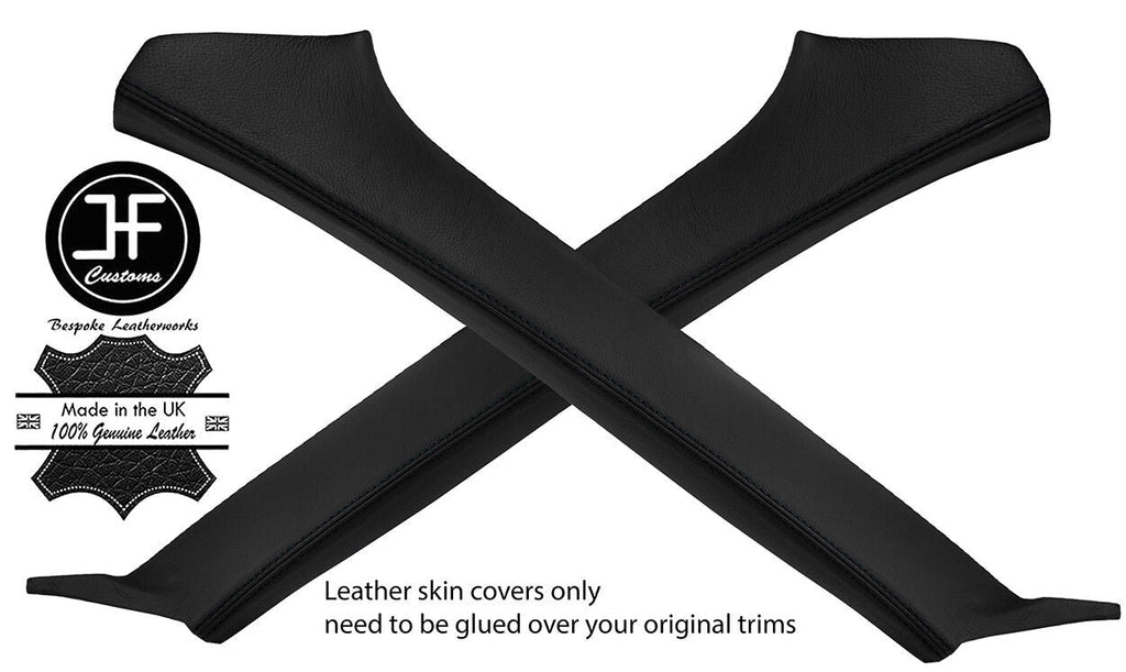 BLACK STITCHING 2X A PILLAR REAL LEATHER COVERS FITS SUBARU FORESTER 2002-2008