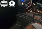 WHITE STITCH 2X CENTRE CONSOLE KNEE PADS LEATHER COVERS FITS FORD MUSTANG 15-17