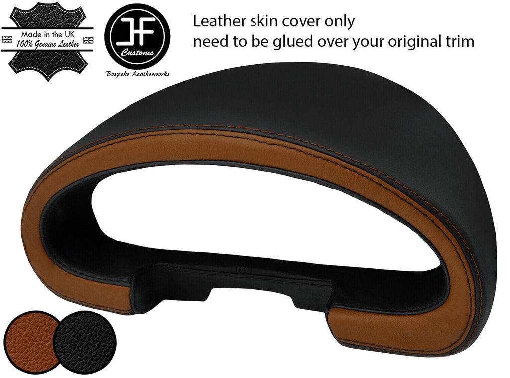 BLACK TAN 2 TONE LEATHER SPEEDO GAUGE HOOD COVER FOR MAZDA MX5 MK1 MIATA