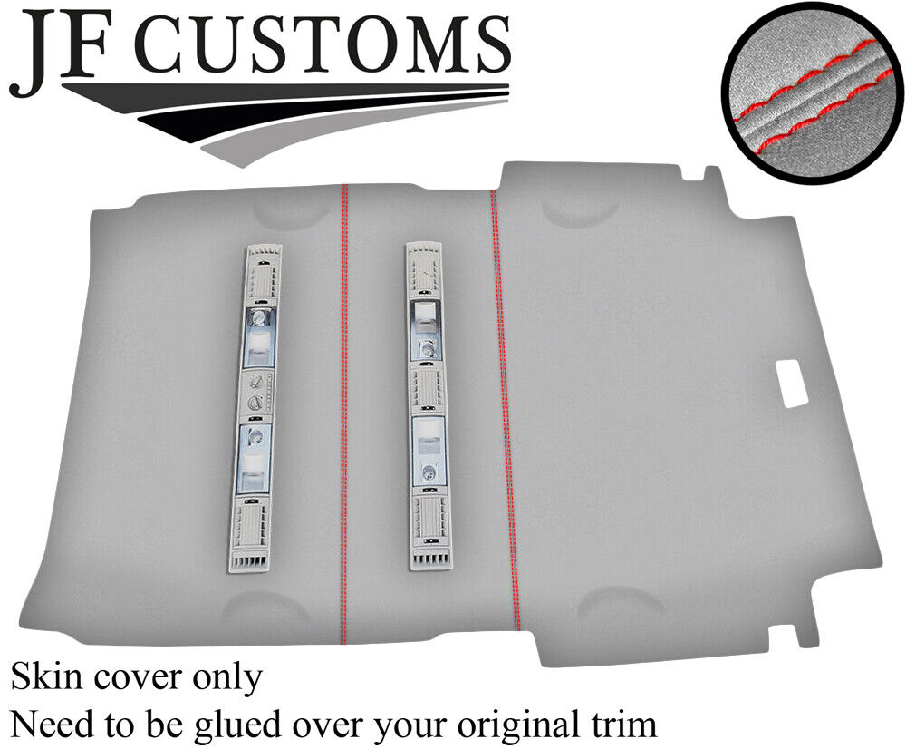 RED STITCH REAR ROOF LINER HEADLINING L GREY LUXE COVER FOR VW T5 TRANSPORTER