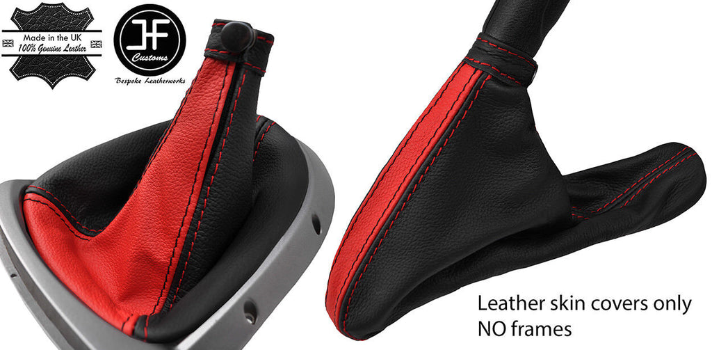 BLACK & RED TOP GRAIN LEATHER GEAR & HANDBRAKE GAITER FOR ALFA ROMEO GT 03-10