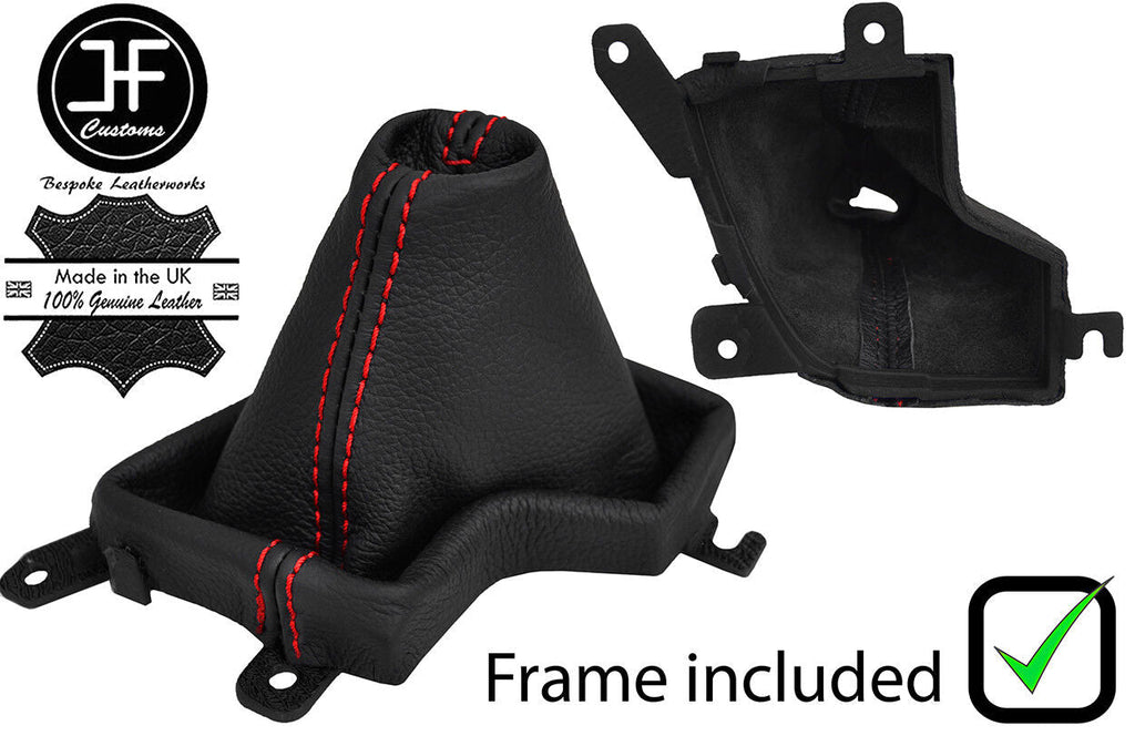 RED STITCH LEATHER AUTOMATIC GEAR GAITER+PLASTIC FRAME FOR INFINITI Q50 13-17