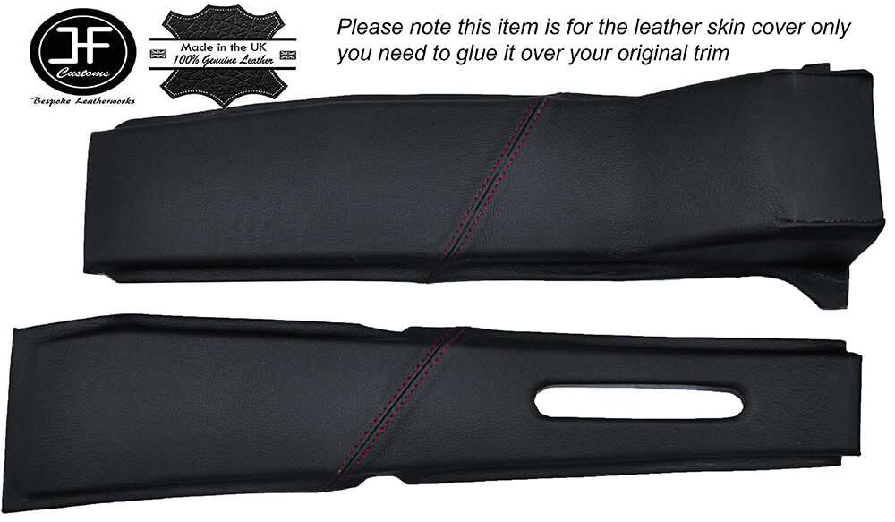 RED STITCH 2X B PILLAR LEATHER COVER FITS LANDROVER DISCOVERY 1 MK1 200 89-98