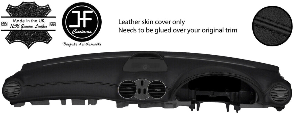 BLACK STITCH TOP DASH DASHBOARD REAL LEATHER COVER FITS MERCEDES CLK W209 02-09