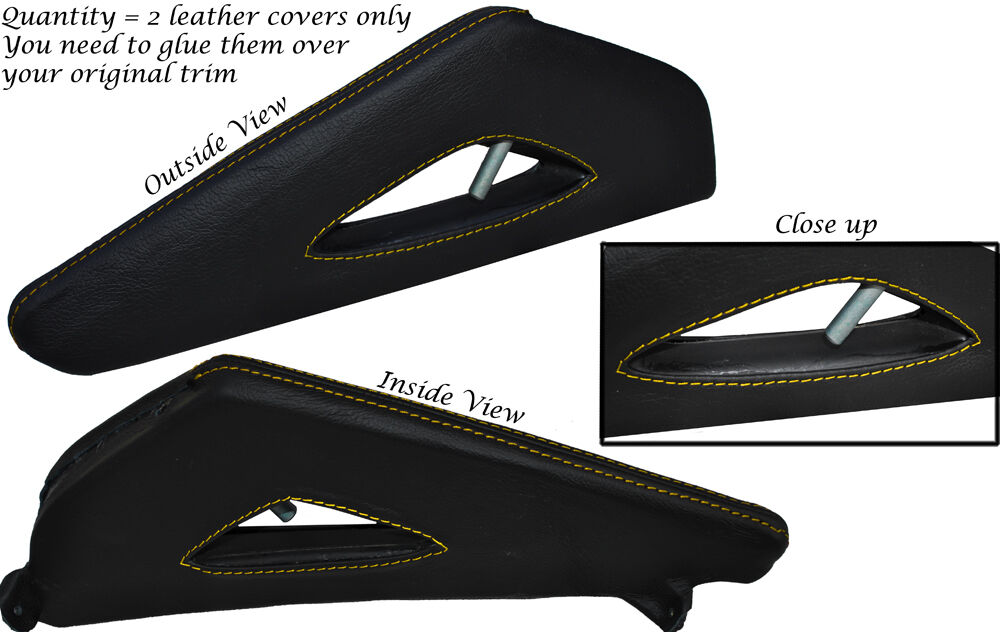 YELLOW STITCH 2X FULL CENTER CONSOLE TRIANGLE SKIN COVERS FITS AUDI A3 8P 03-12