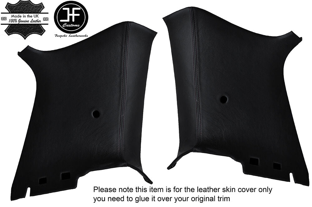 BLACK STICH 2X REAR C PILLAR LEATHER COVERS FITS VW GOLF MK4 JETTA 98-05 2 DOOR