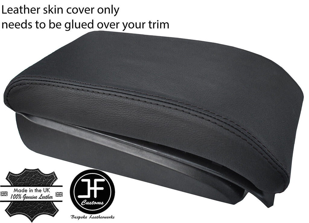 BLACK STITCH BLACK LEATHER SLIDING ARMREST COVER FOR VW TOURAN CADDY 03-10