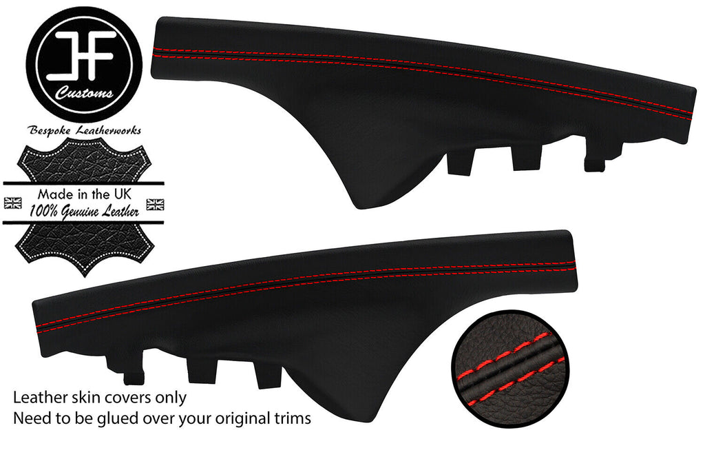 RED STITCH 2X REAR DOOR SEAT SILL LEATHER COVERS FOR BMW 1 SERIES F20 11-19