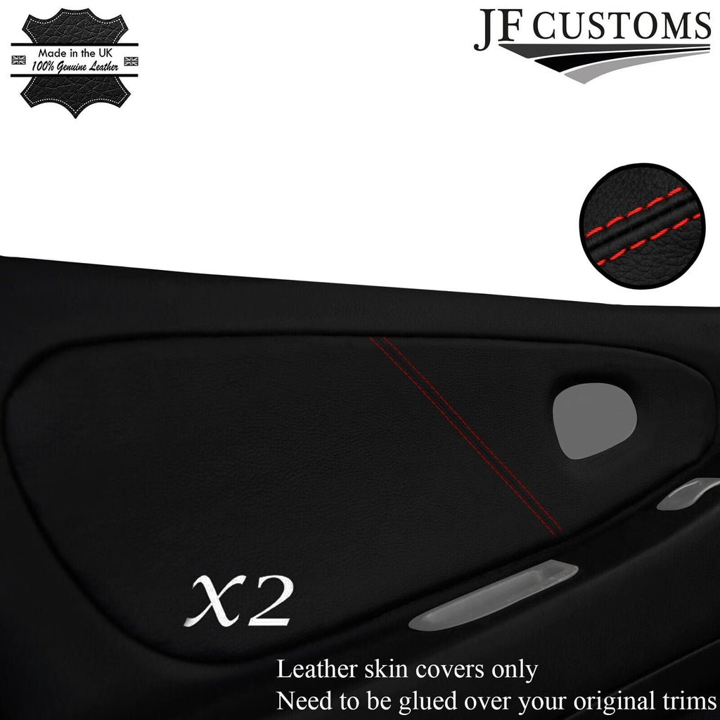 RED STITCH 2X FRONT DOOR CARDS SKIN COVERS FITS MITSUBISHI EVO 1 2 3 I II III