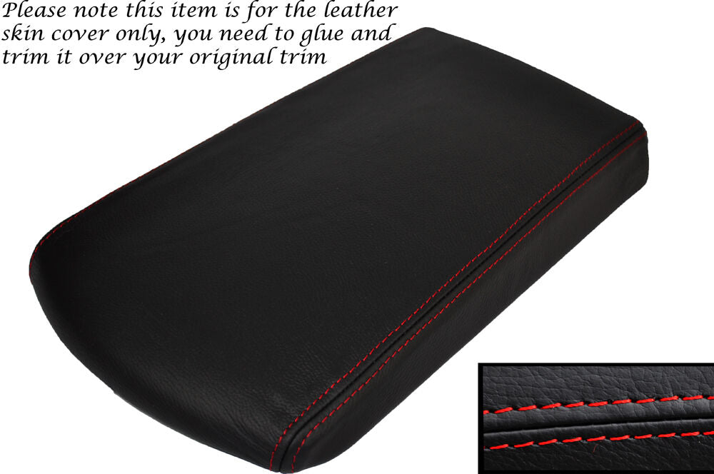 RED STITCH LEATHER ARMREST SKIN COVER FITS PEUGEOT 3008 2009-2014 CUSTOM NEW