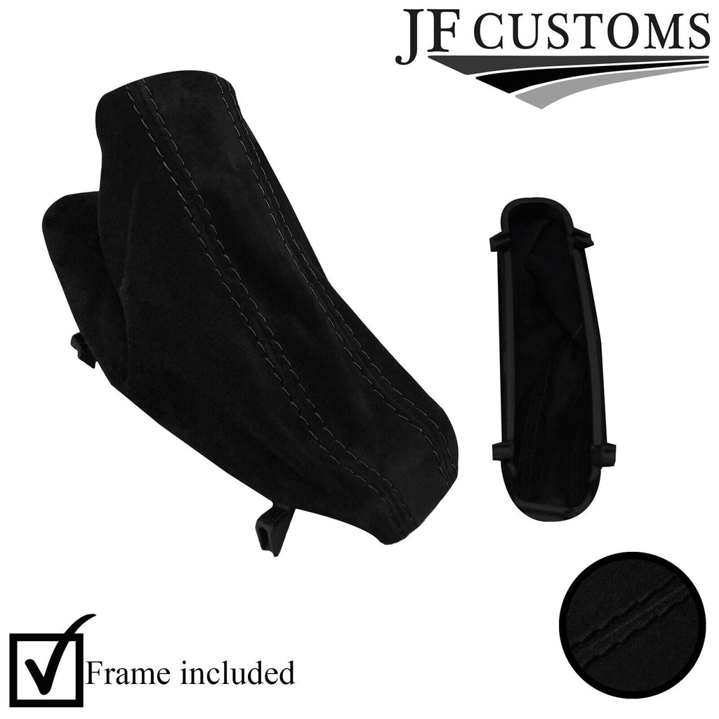BLACK STITCH SUEDE HANDBRAKE GAITER + PLASTIC FRAME FOR BMW 5 E60 E61 03-11