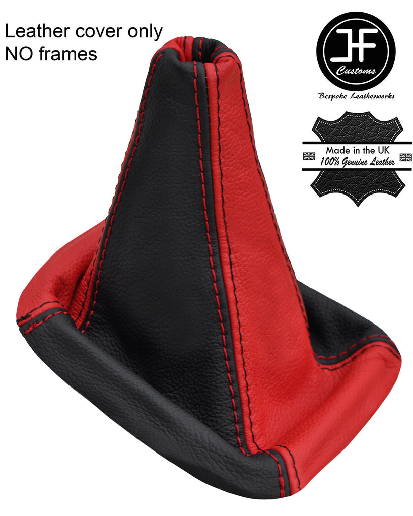 BLACK & RED REAL LEATHER MANUAL GEAR GAITER FOR SUBARU FORESTER 2002-08