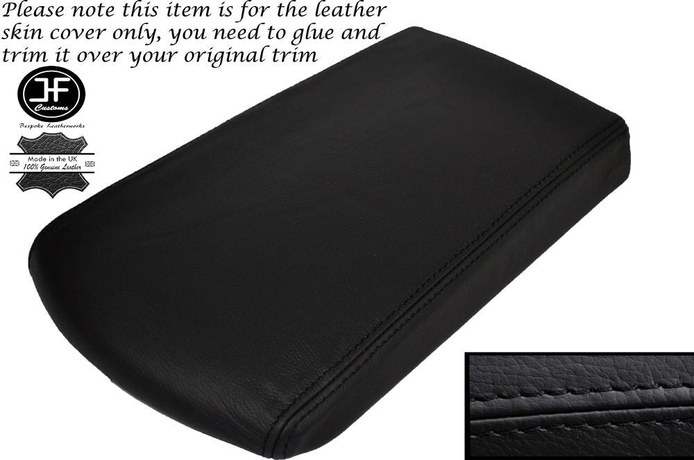 BLACK STITCH FITS PEUGEOT 308 2007-2012 ARMREST COVER BLACK LEATHER CUSTOM NEW