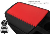 BLACK & RED LEATHER ARMREST LID COVER FOR CHEVROLET CAMARO 10-15 STYLE 2