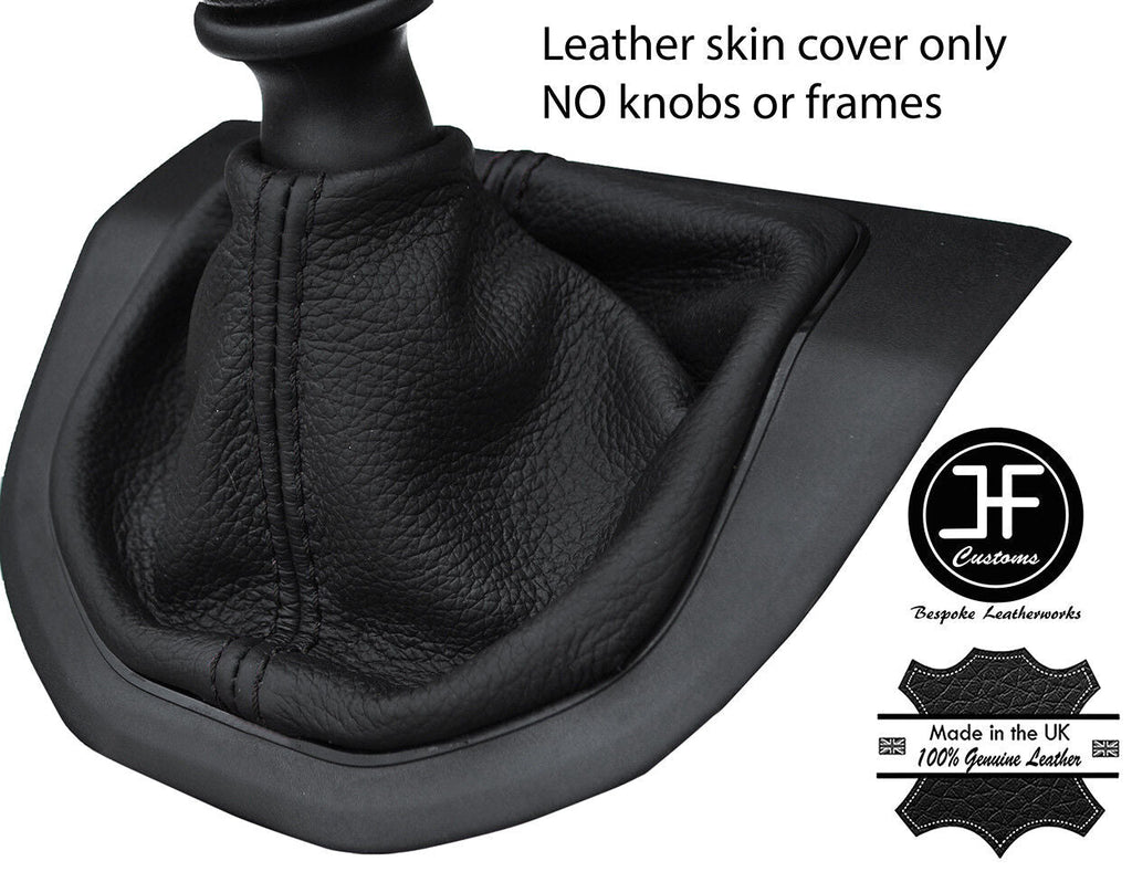 BLACK STITCH TOP GRAIN LEATHER MANUAL GEAR GAITER FITS VW T6 TRANSPORTER 16-19