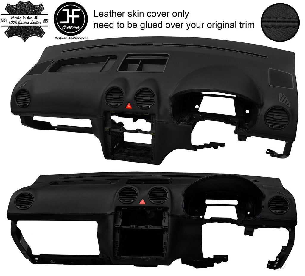 BLACK STITCHING DASH DASHBOARD REAL LEATHER COVER FITS VW CADDY MK3 2005-2015