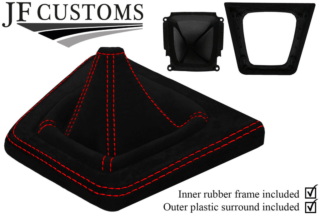 RED STITCH LUXE SUEDE GEAR GAITER+BASE+FRAME KIT FITS MAZDA RX7 FC3S 86-91