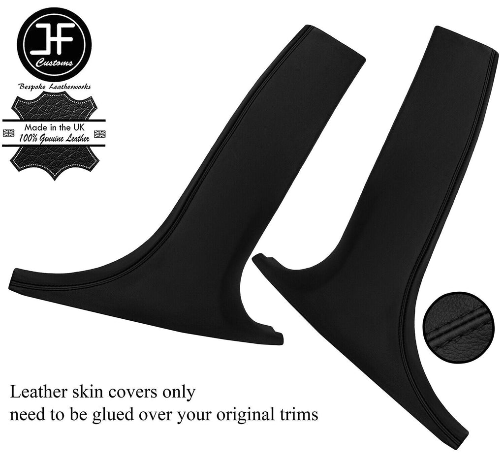 BLACK STITCH 2X LOWER B PILLAR LEATHER COVERS FOR BMW 1 SERIES F20 2011-2019