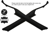 BLACK STITCH 2X A POST PILLAR LEATHER COVERS FITS MERCEDES SL R107 1971-1989