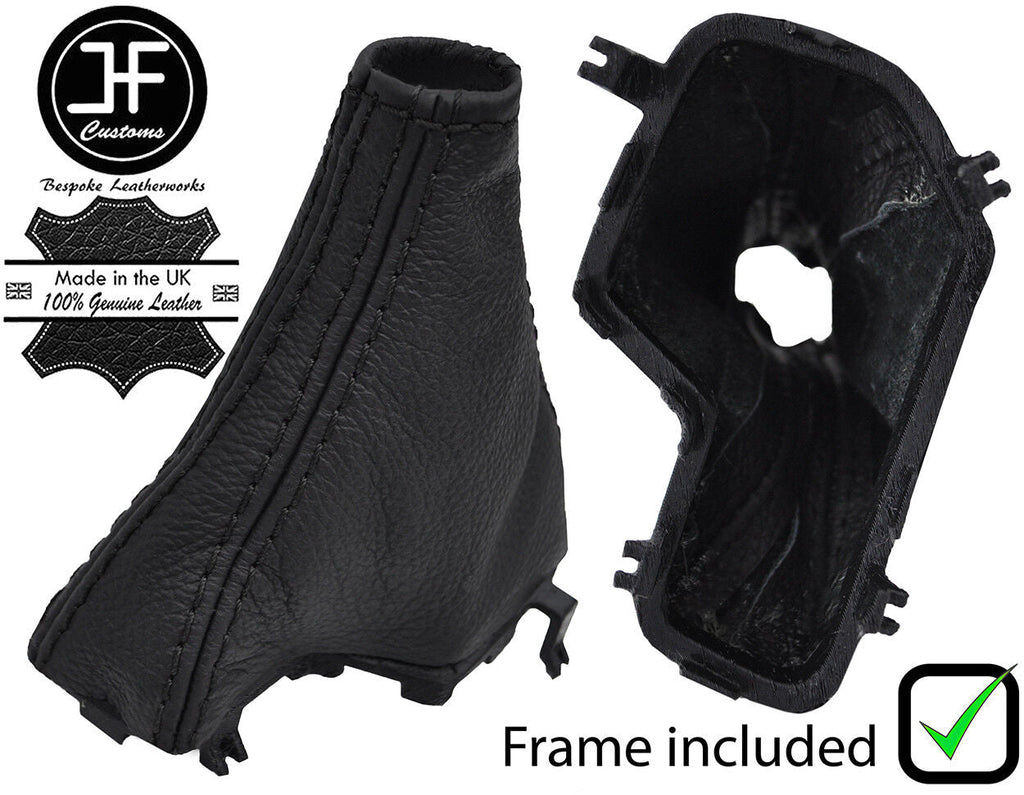 BLACK STITCH LEATHER AUTOMATIC GAITER + PLASTIC FRAME FOR VOLVO V70 XC70 04-07