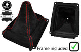 RED STITCH SUEDE GEAR GAITER+PLASTIC FRAME FITS MAZDA MX5 MK2 MIATA 98-05