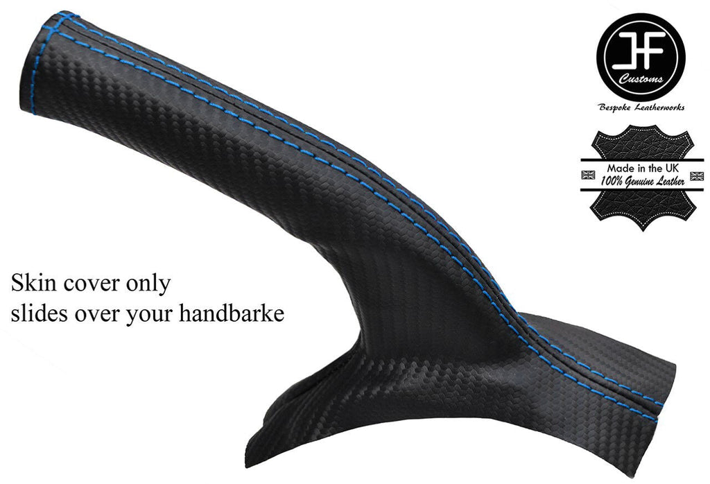 BLUE STITCH CARBON VINYL HANDBRAKE GAITER FITS MITSUBISHI LANCER EVO 4 5 6
